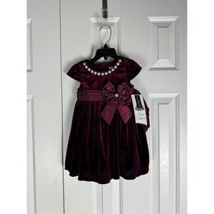 NWT Rare Editions Girls Velour Dress Size 18m